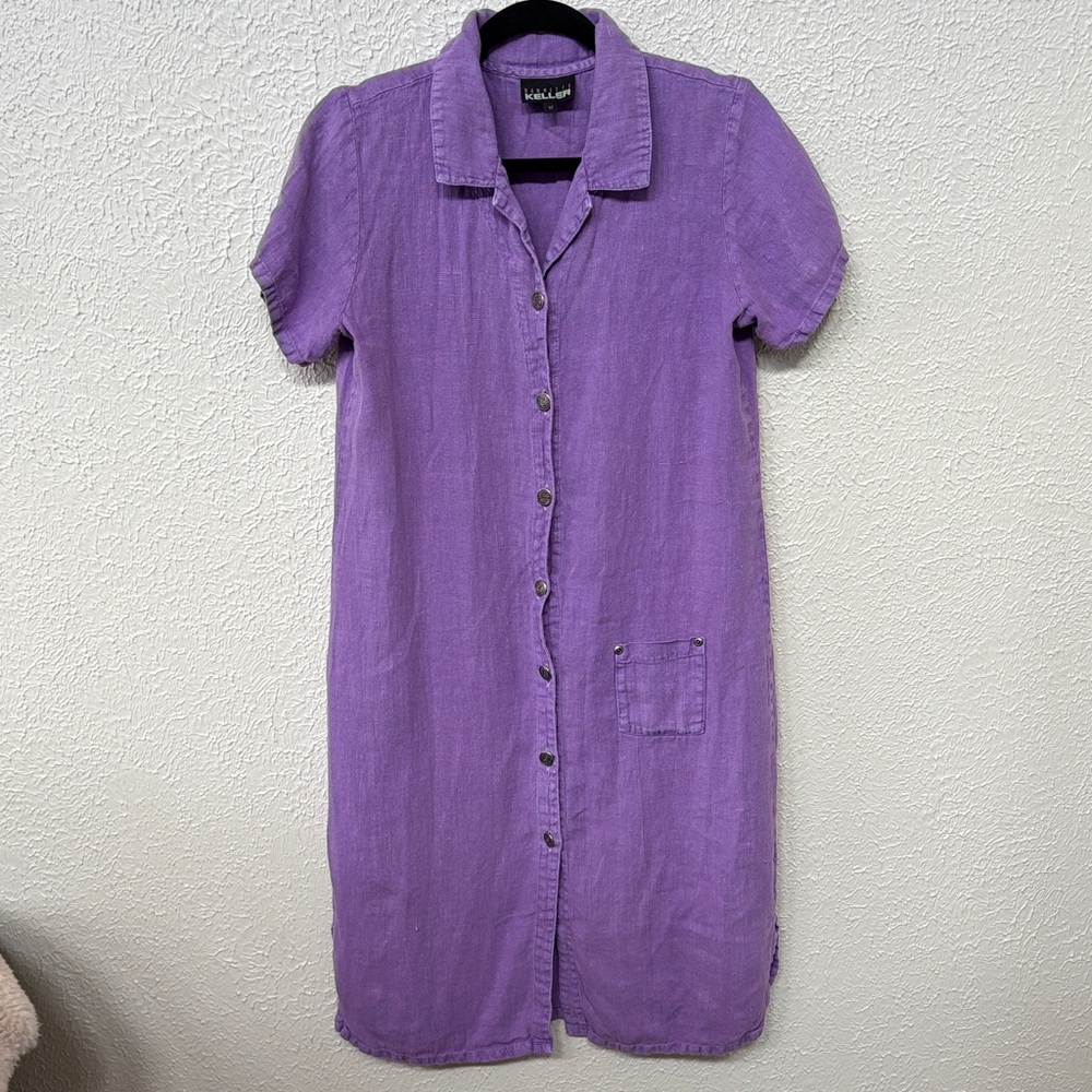 VINTAGE 100% Linen Button Down Dress